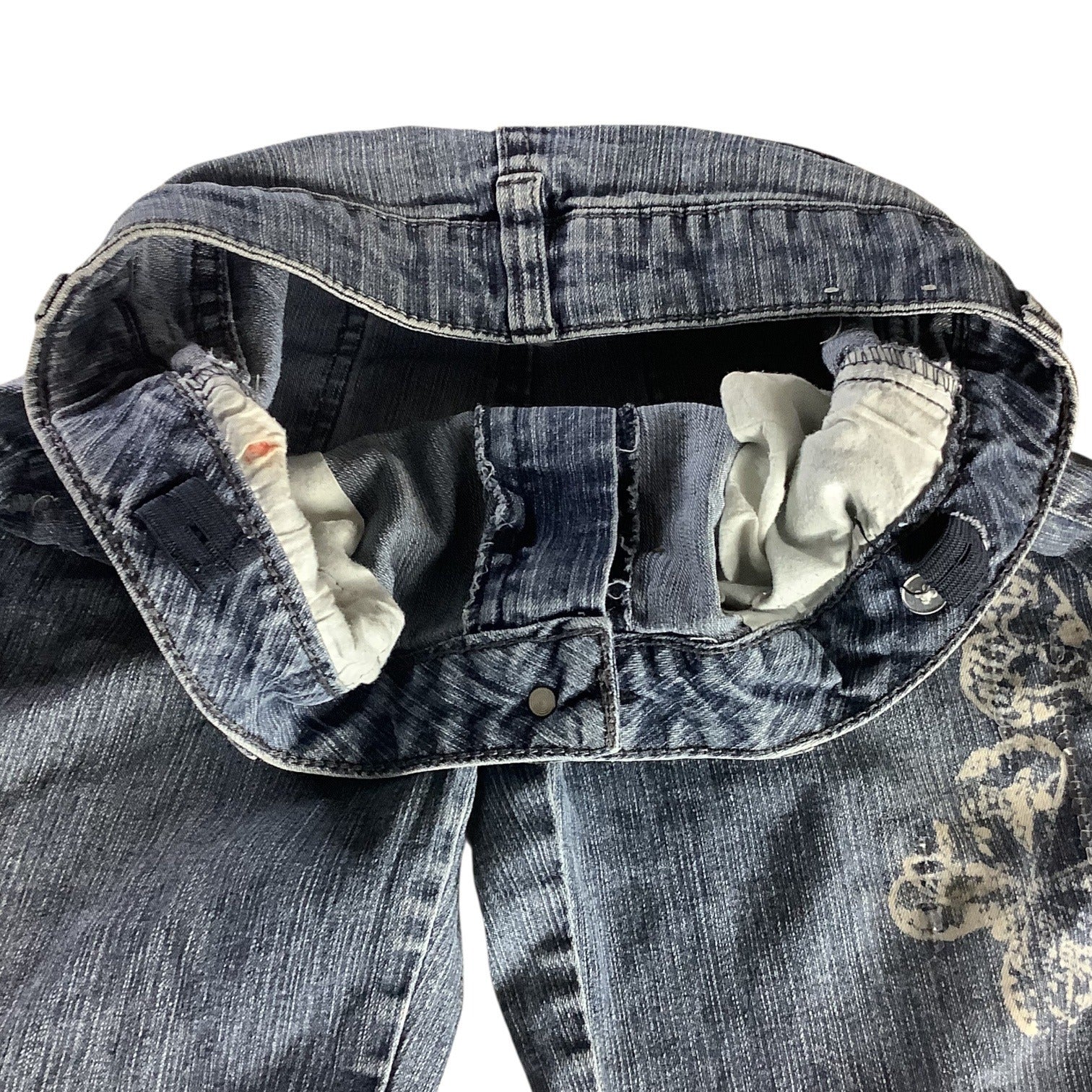 Girls Butterfly Print Denim Bermuda Shorts Size 14 1/2 Elastic Waist