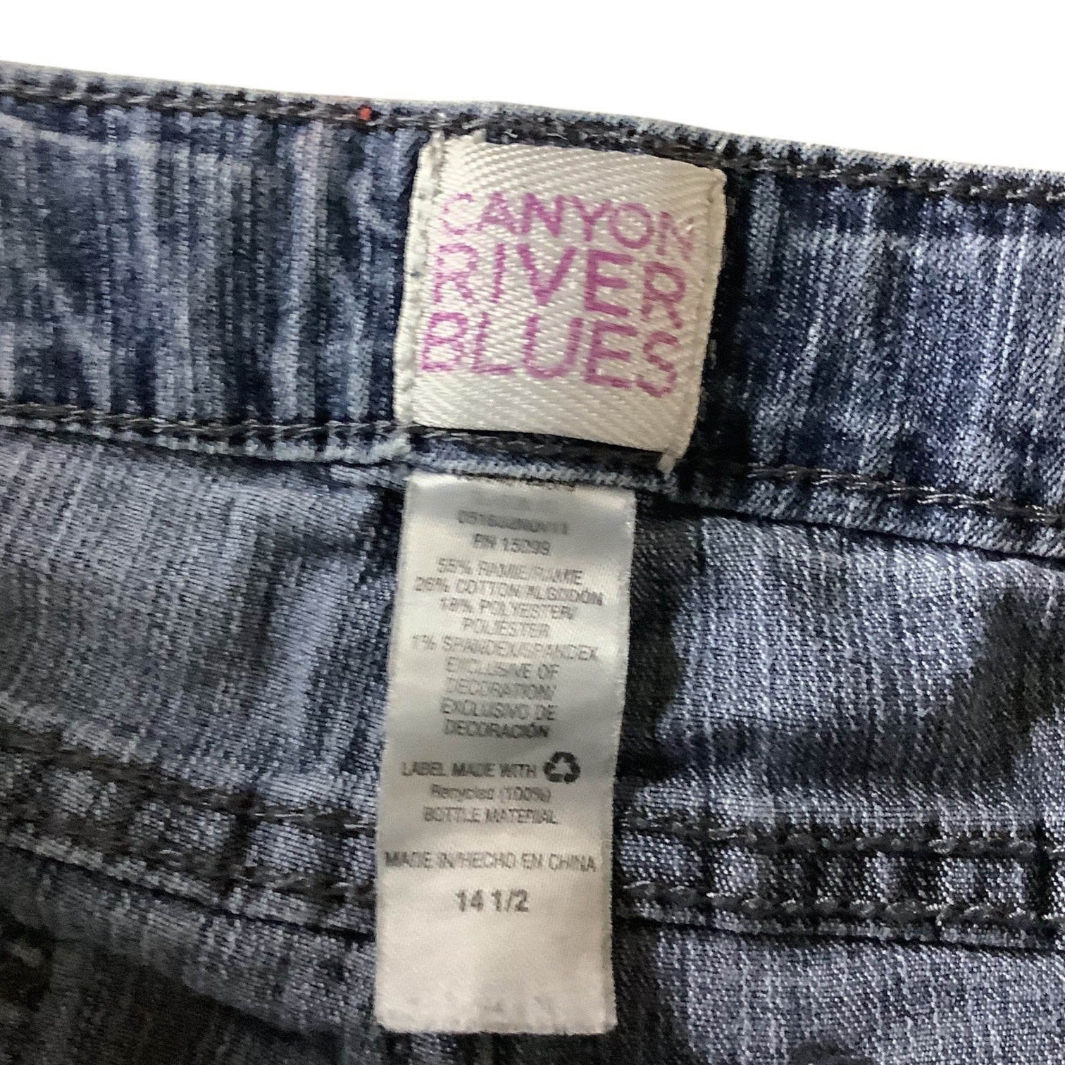 Girls Butterfly Print Denim Bermuda Shorts Size 14 1/2 Elastic Waist