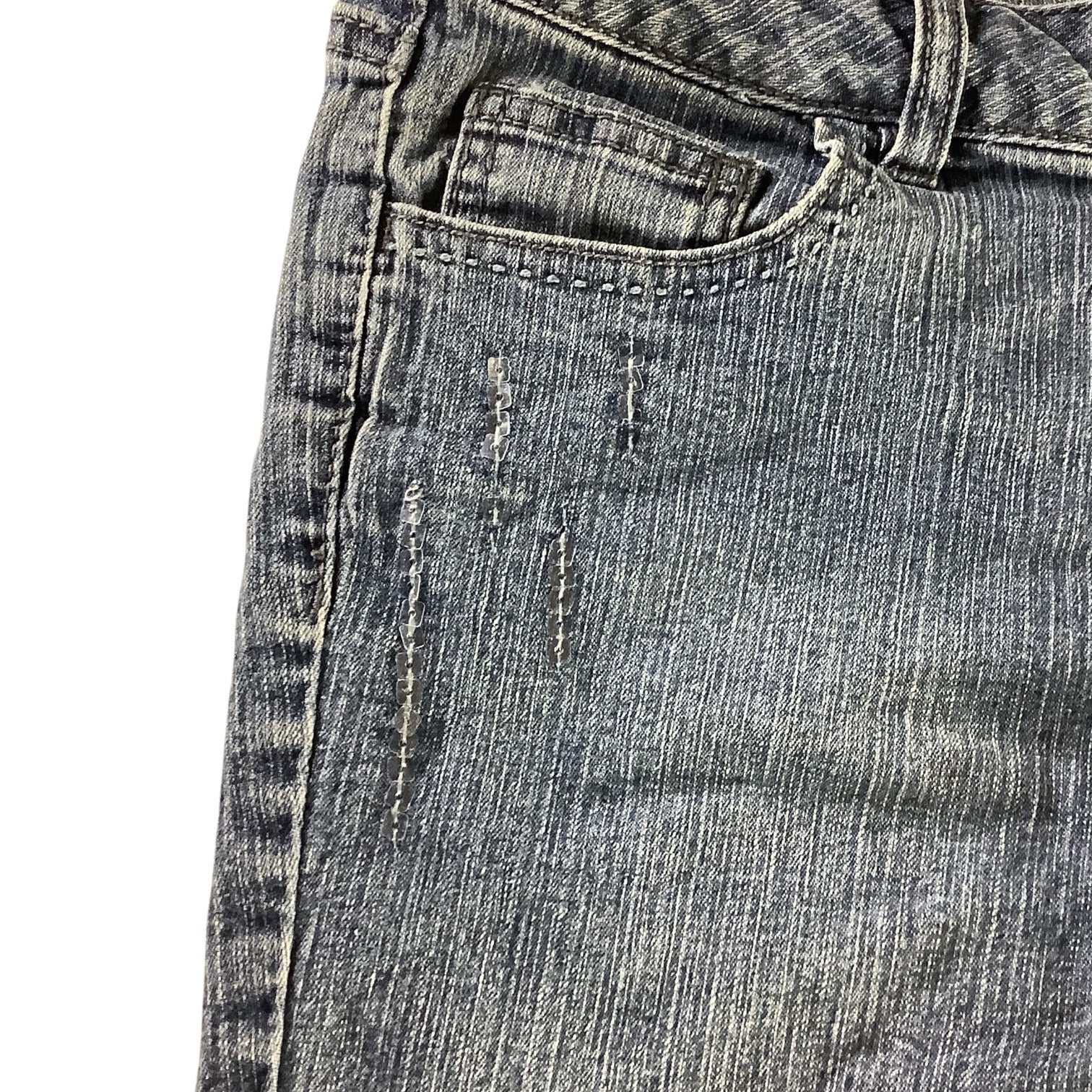 Girls Butterfly Print Denim Bermuda Shorts Size 14 1/2 Elastic Waist