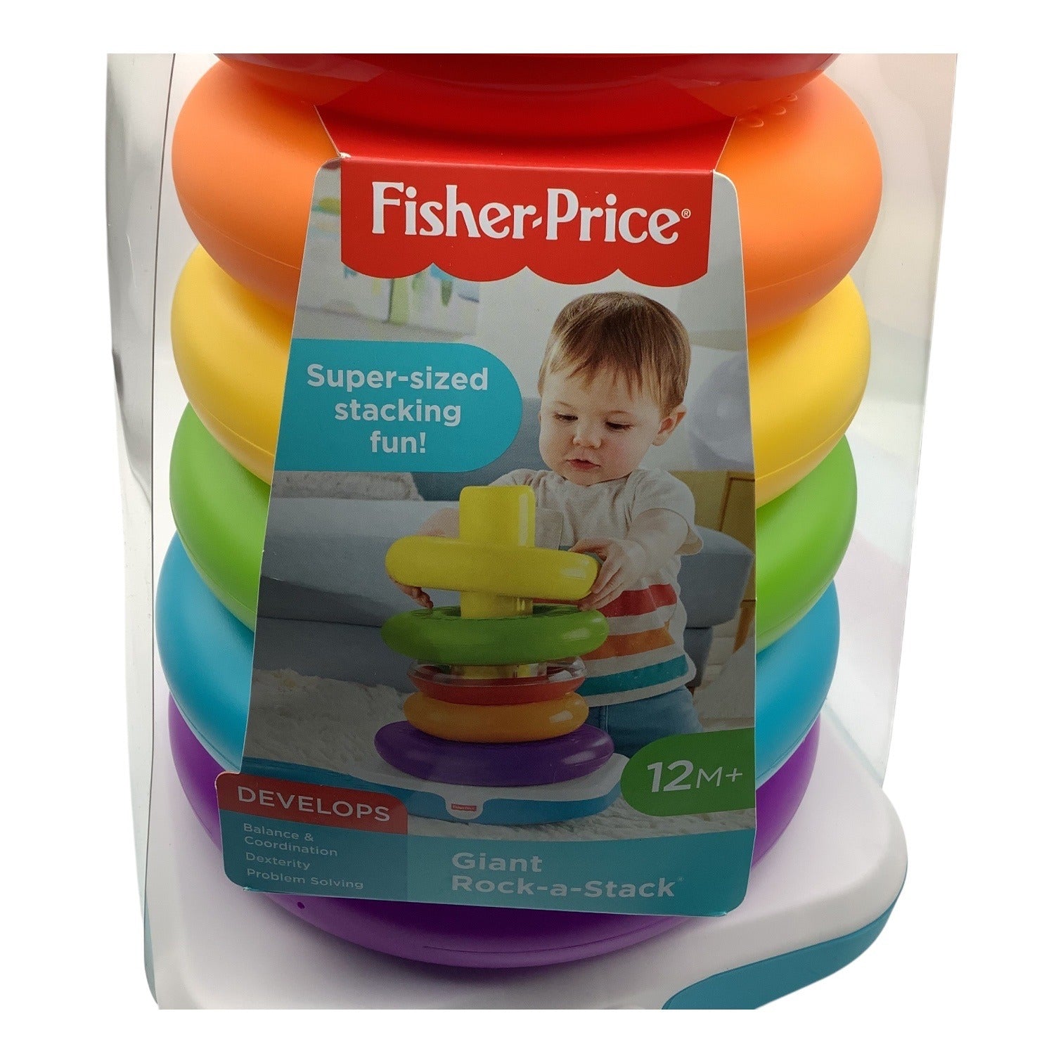 Fisher Price Giant Rock-A-Stack Colorful Ring Stacker Toy 12M+