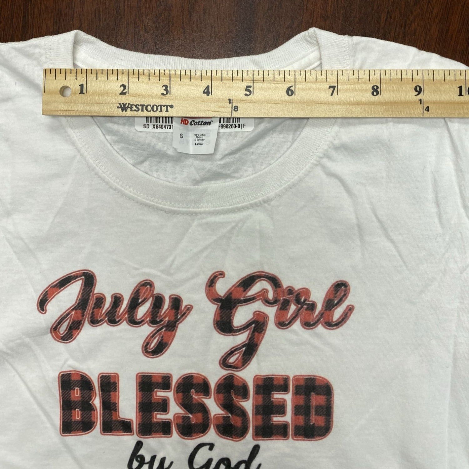 July Girl Fruit Of The Loom Women's Cotton T-Shirt White Size Small Crew Neck