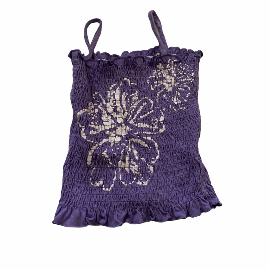Faded Glory Baby Girls Floral Smocked Purple Tank Top With Straps Size 24M