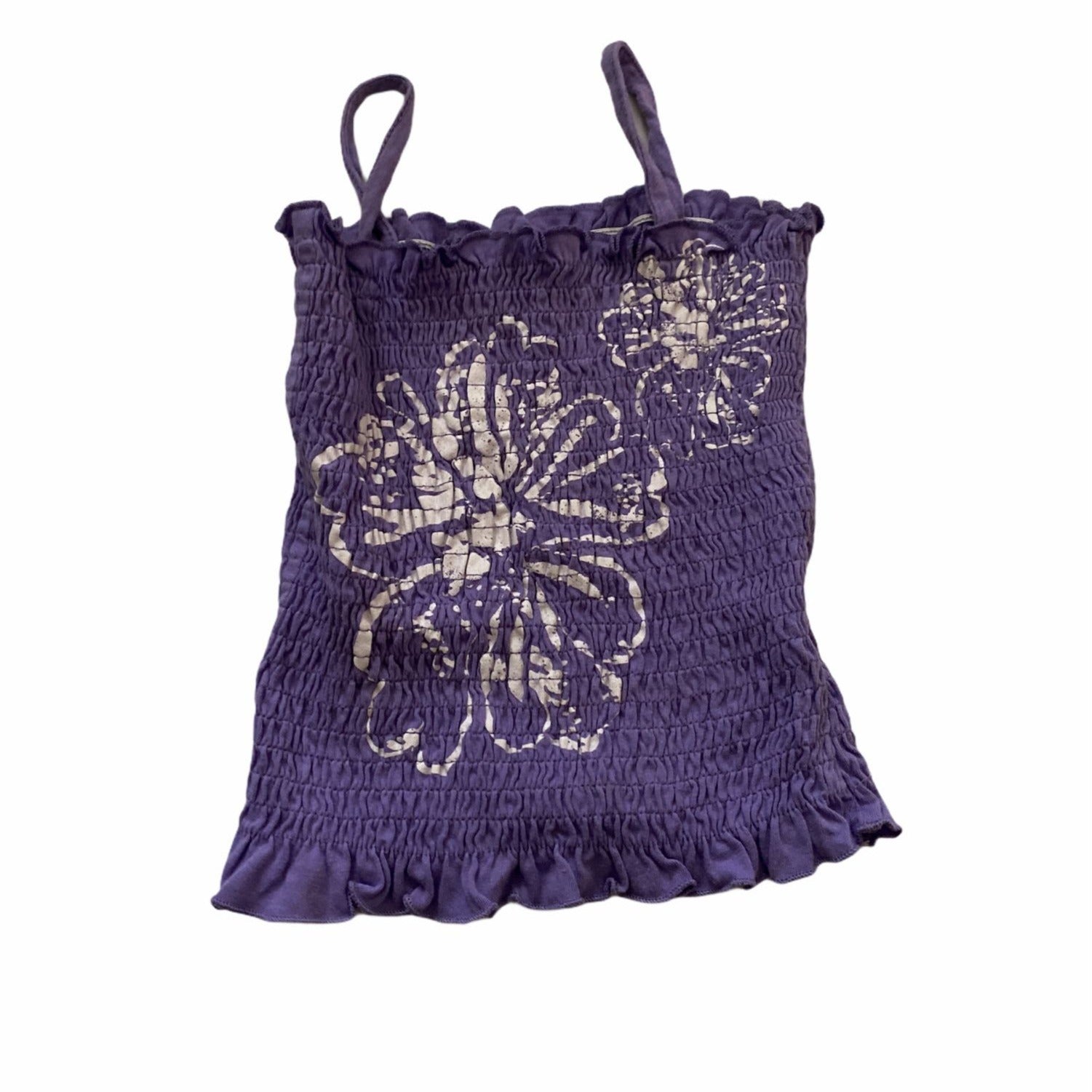 Faded Glory Baby Girls Floral Smocked Purple Tank Top With Straps Size 24M
