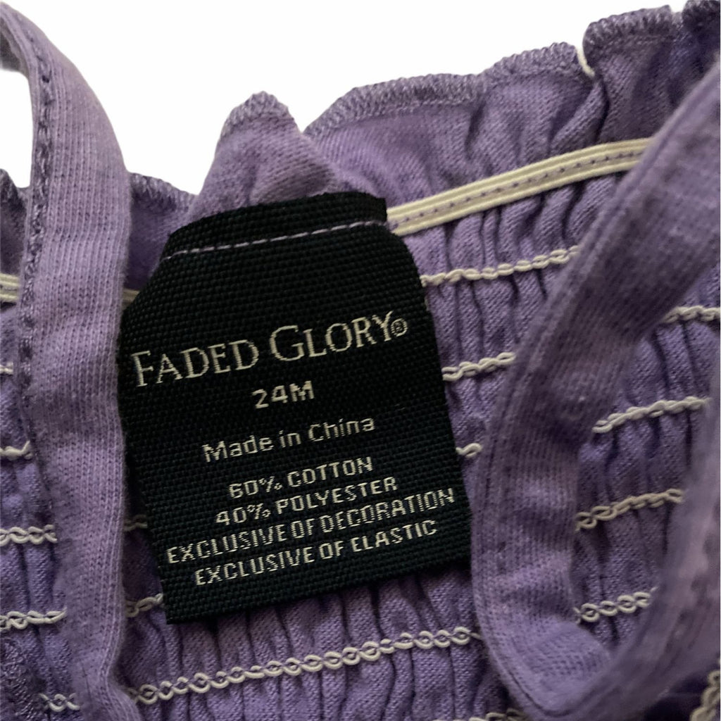 Faded Glory Baby Girls Floral Smocked Purple Tank Top With Straps Size 24M