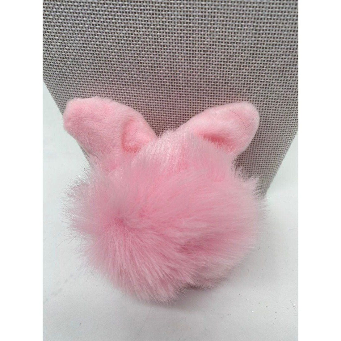 Pink Bunny Ears Fur Ball Keychain Gold Metal Charm For Keys Or Bags Unisex