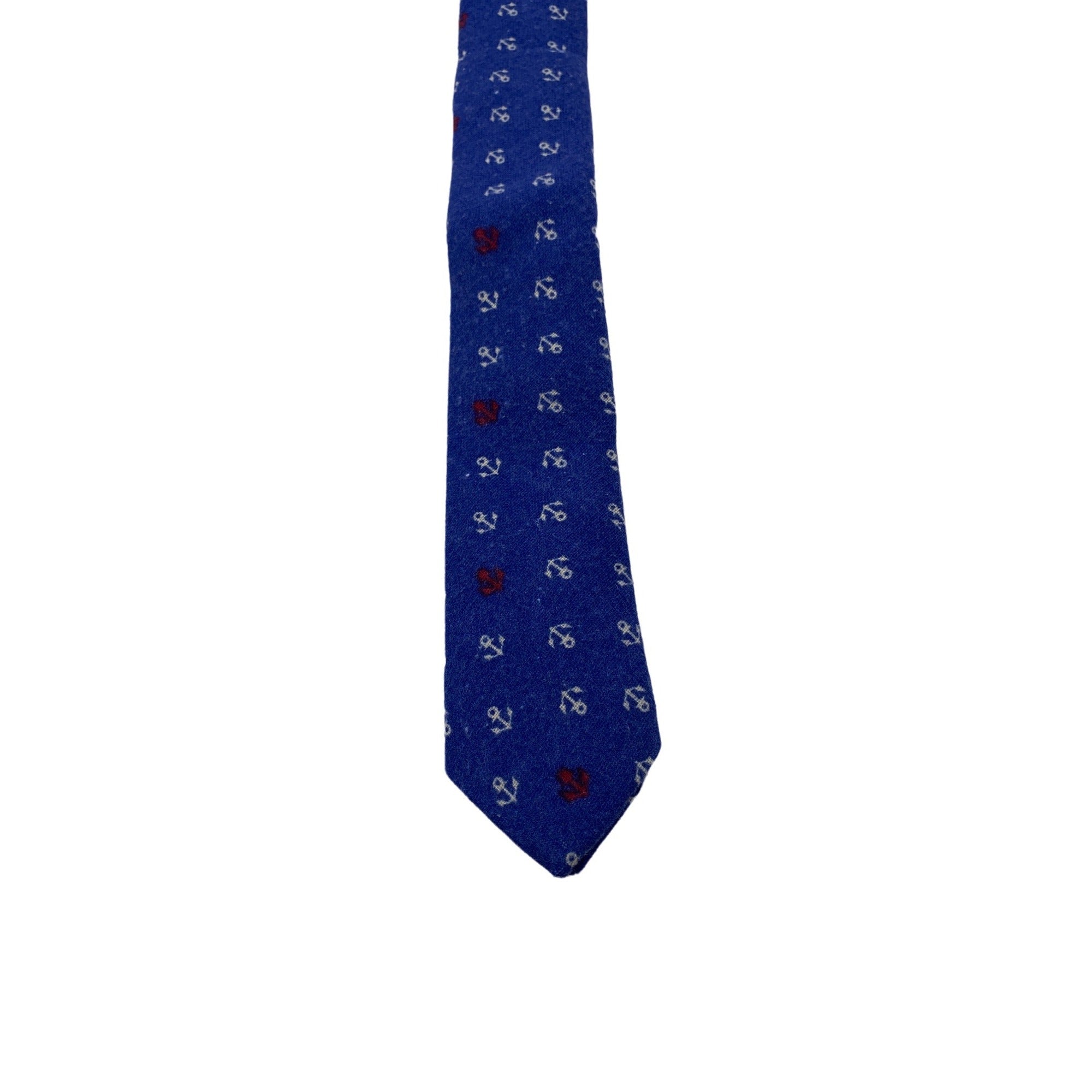 Skinny Tie Madness Ahoy Caption Philip Mens Necktie Blue White Cotton SKM3223