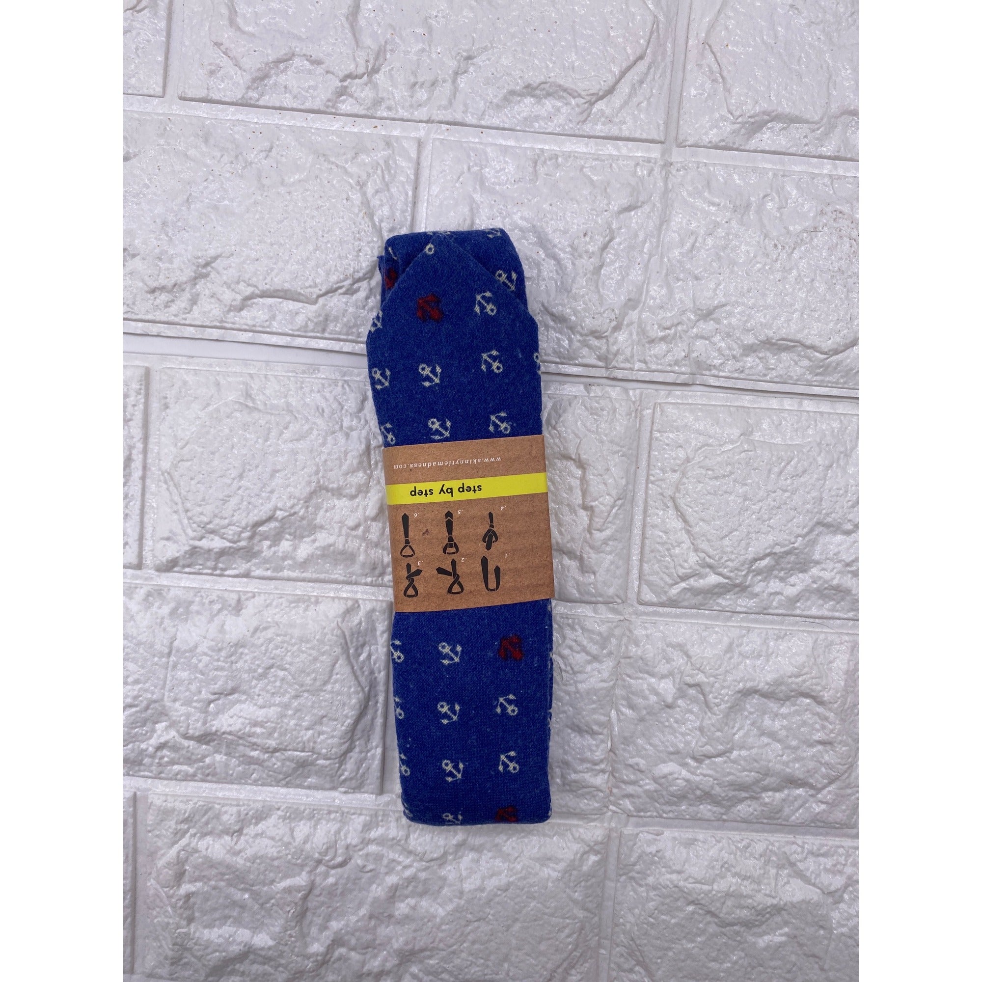 Skinny Tie Madness Ahoy Caption Philip Mens Necktie Blue White Cotton SKM3223