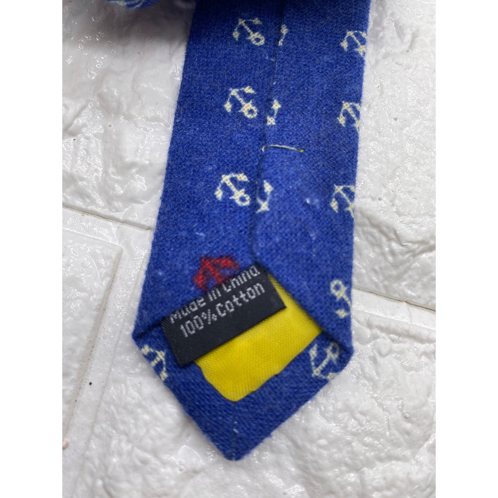 Skinny Tie Madness Ahoy Caption Philip Mens Necktie Blue White Cotton SKM3223