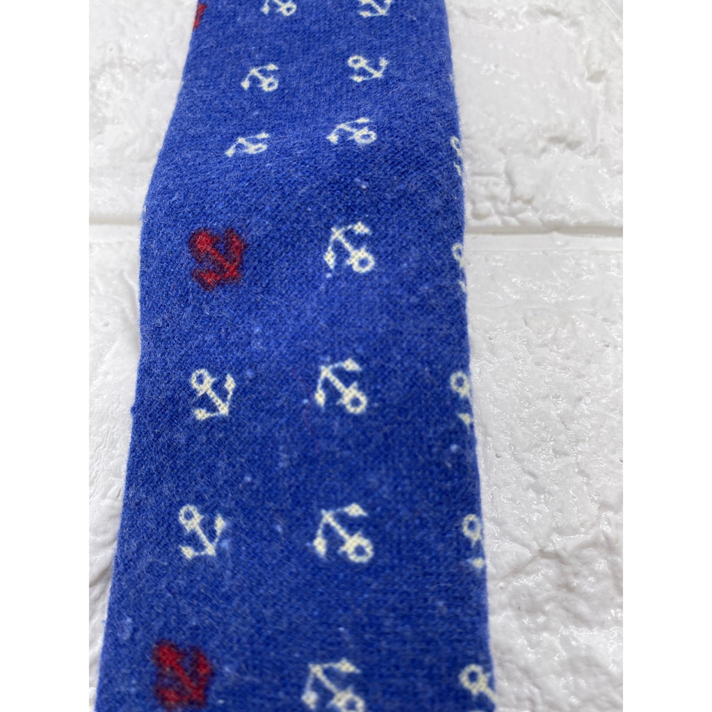 Skinny Tie Madness Ahoy Caption Philip Mens Necktie Blue White Cotton SKM3223