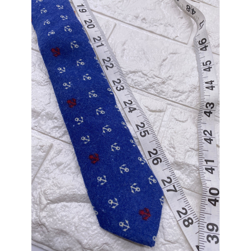 Skinny Tie Madness Ahoy Caption Philip Mens Necktie Blue White Cotton SKM3223