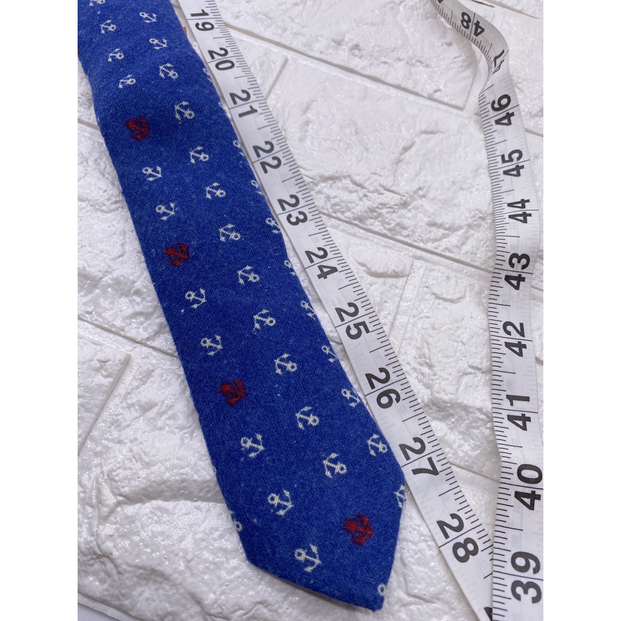 Skinny Tie Madness Ahoy Caption Philip Mens Necktie Blue White Cotton SKM3223