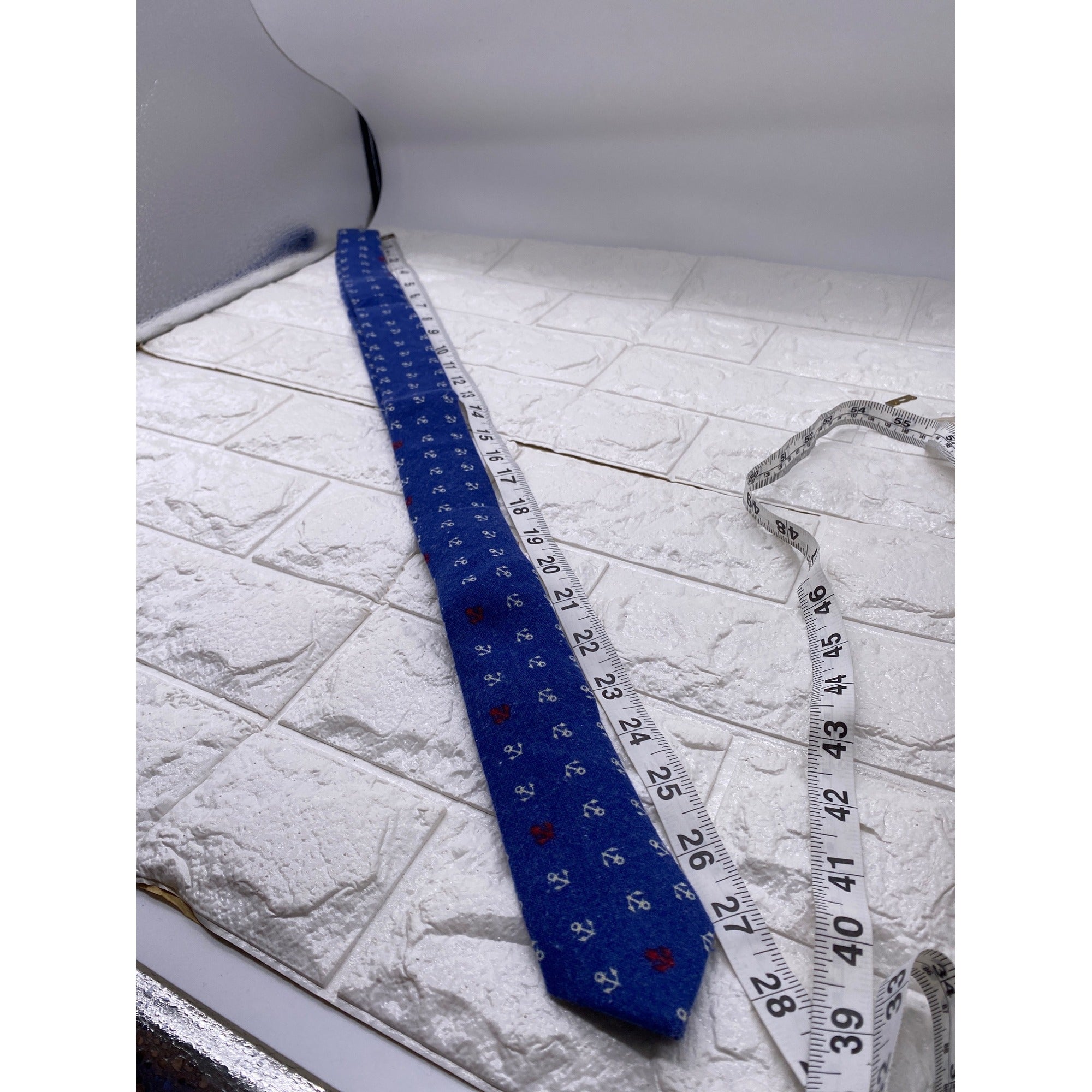 Skinny Tie Madness Ahoy Caption Philip Mens Necktie Blue White Cotton SKM3223