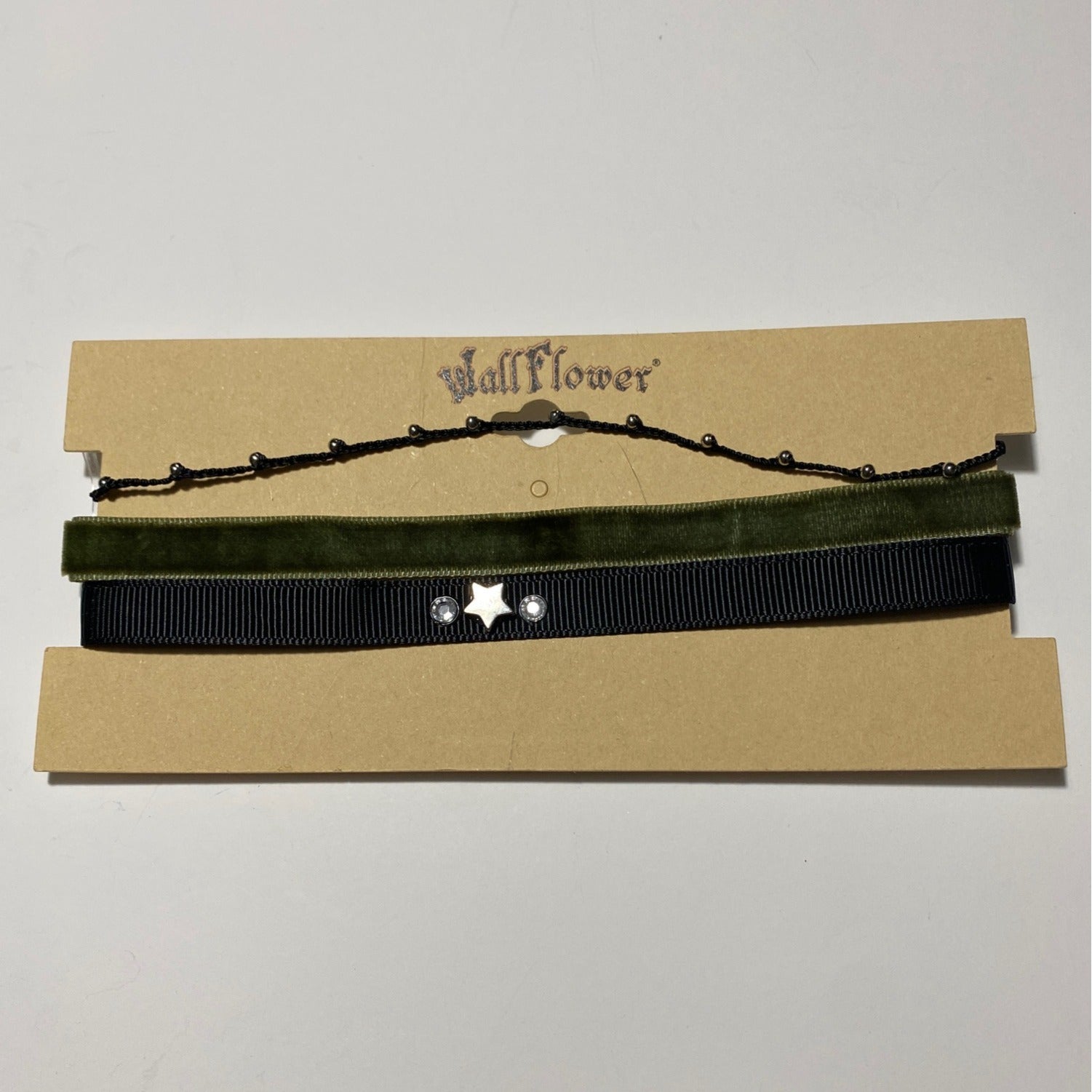 Wallflower Womens 3 Pc  Choker Necklace Set Multicolor Velvet Star Design