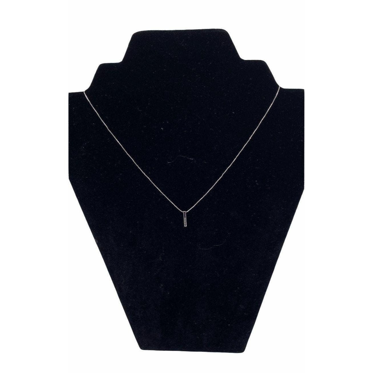 Penta Crystal Bar Charm Necklace Silver Tone Adjustable Chain Women's Jewelry