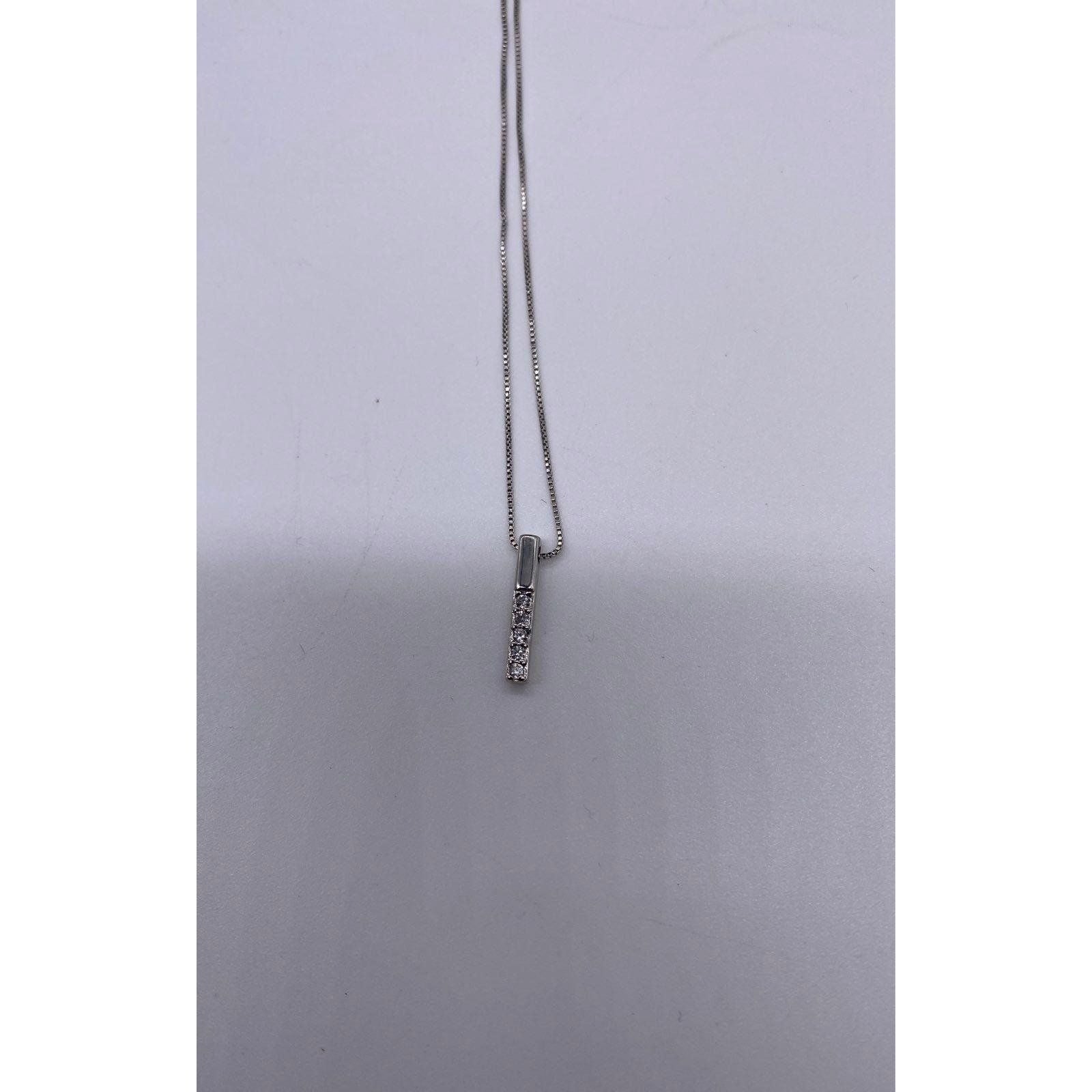 Penta Crystal Bar Charm Necklace Silver Tone Adjustable Chain Women's Jewelry