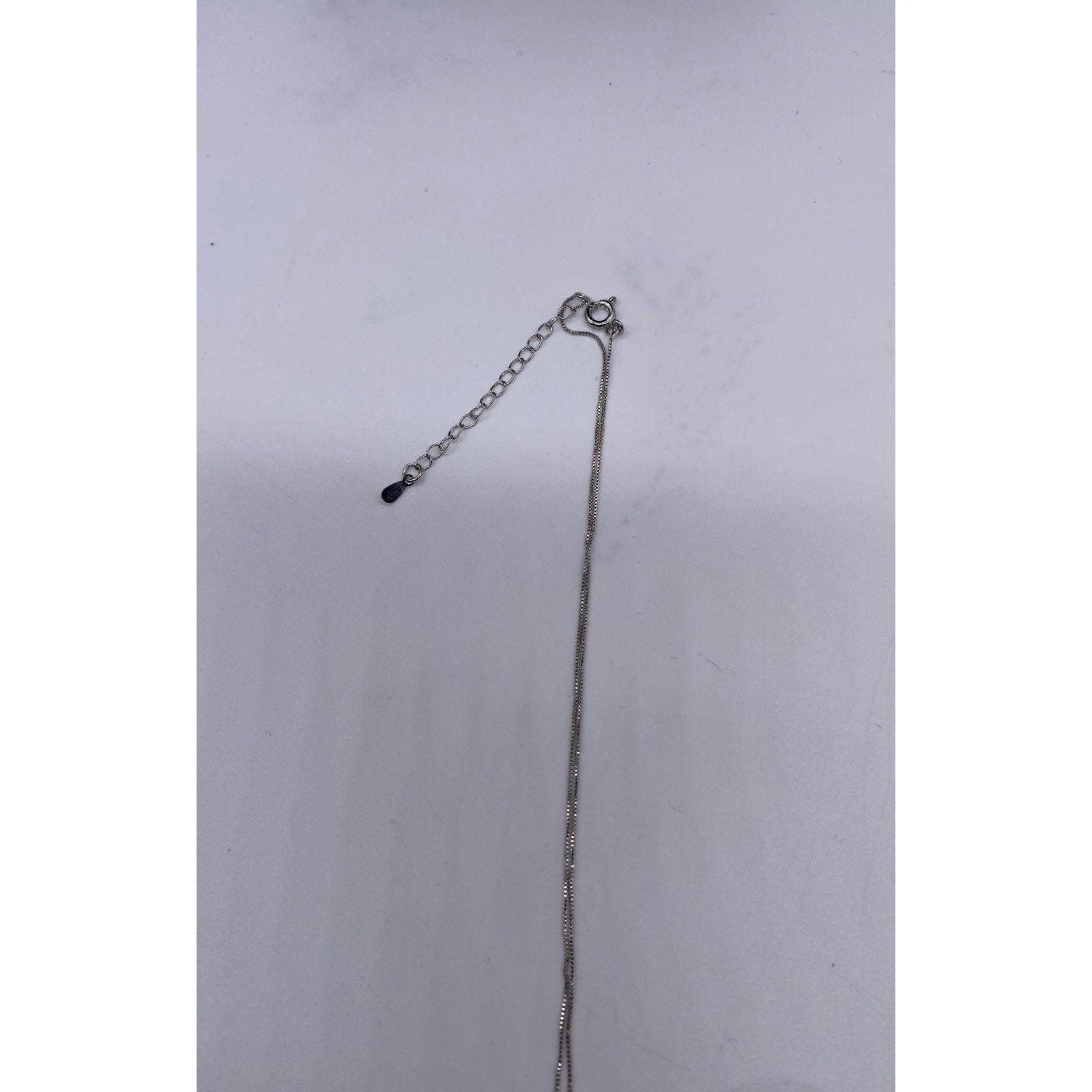 Penta Crystal Bar Charm Necklace Silver Tone Adjustable Chain Women's Jewelry