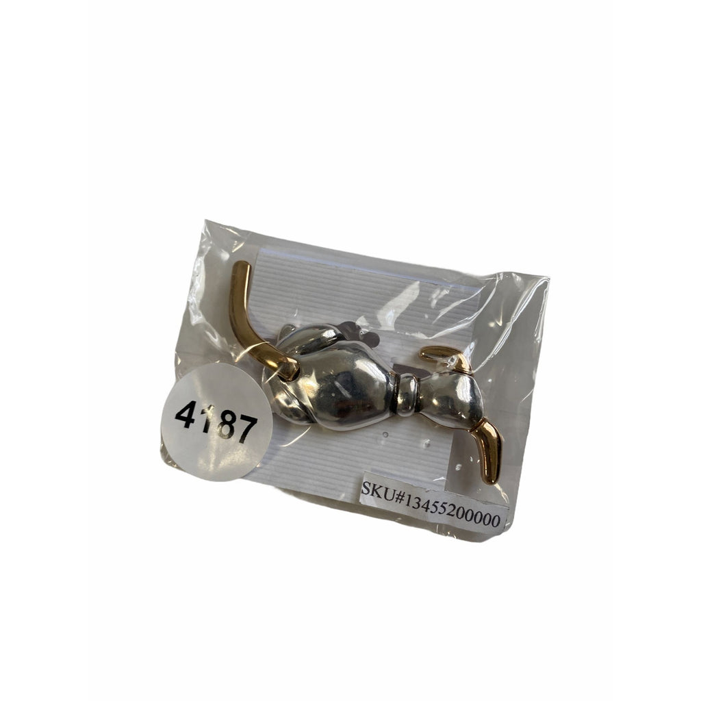 Wagging Tails Puppy Pin Two Tone Dog Silver Plated Gold Accents 3 in Brooch