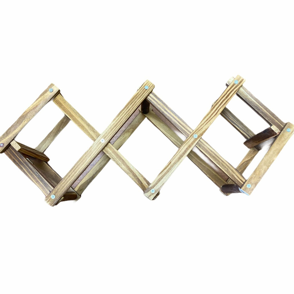 Collapsible Wooden Expandable Wine Rack For 6 Bottles Compact Natural Rustic Finish