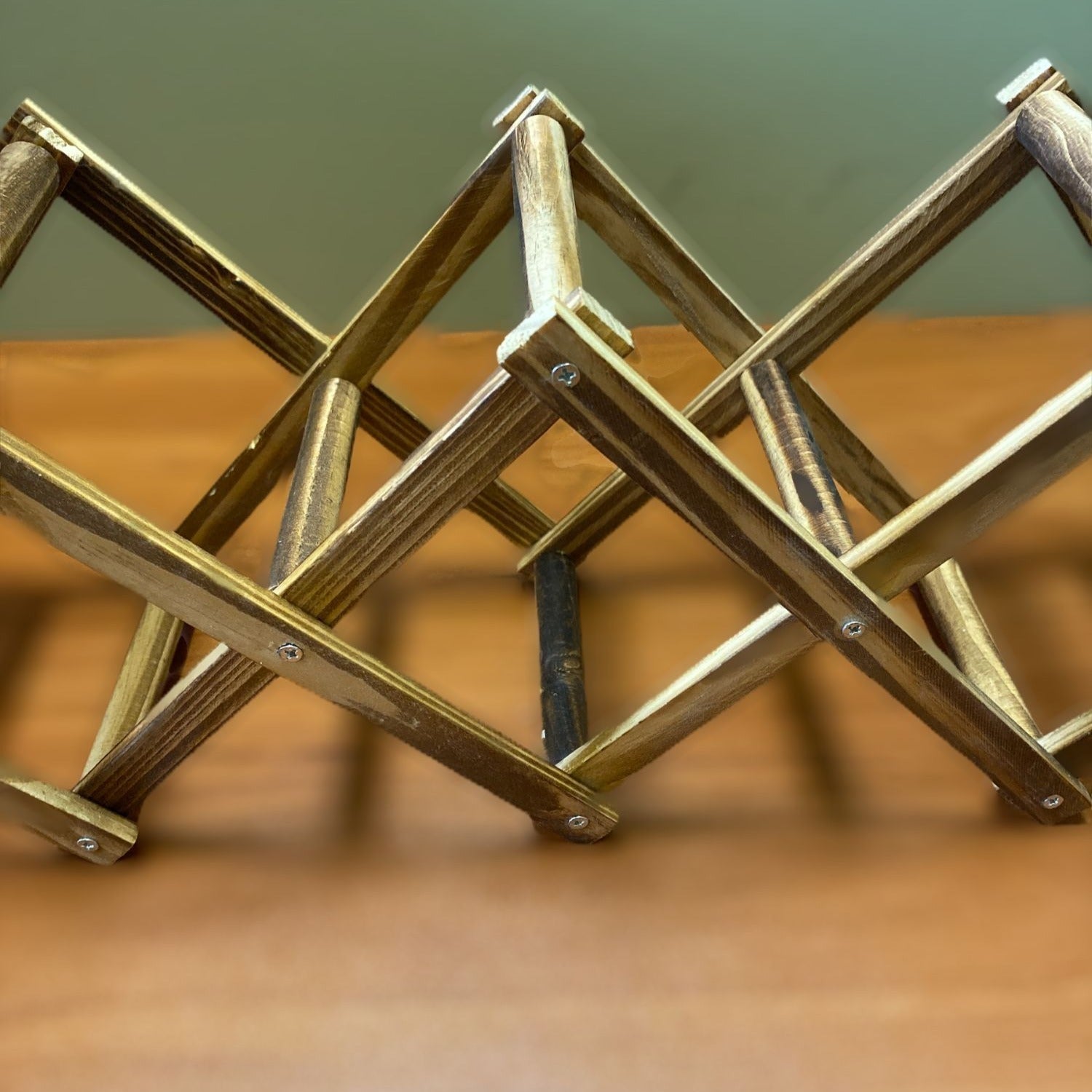 Collapsible Wooden Expandable Wine Rack For 6 Bottles Compact Natural Rustic Finish