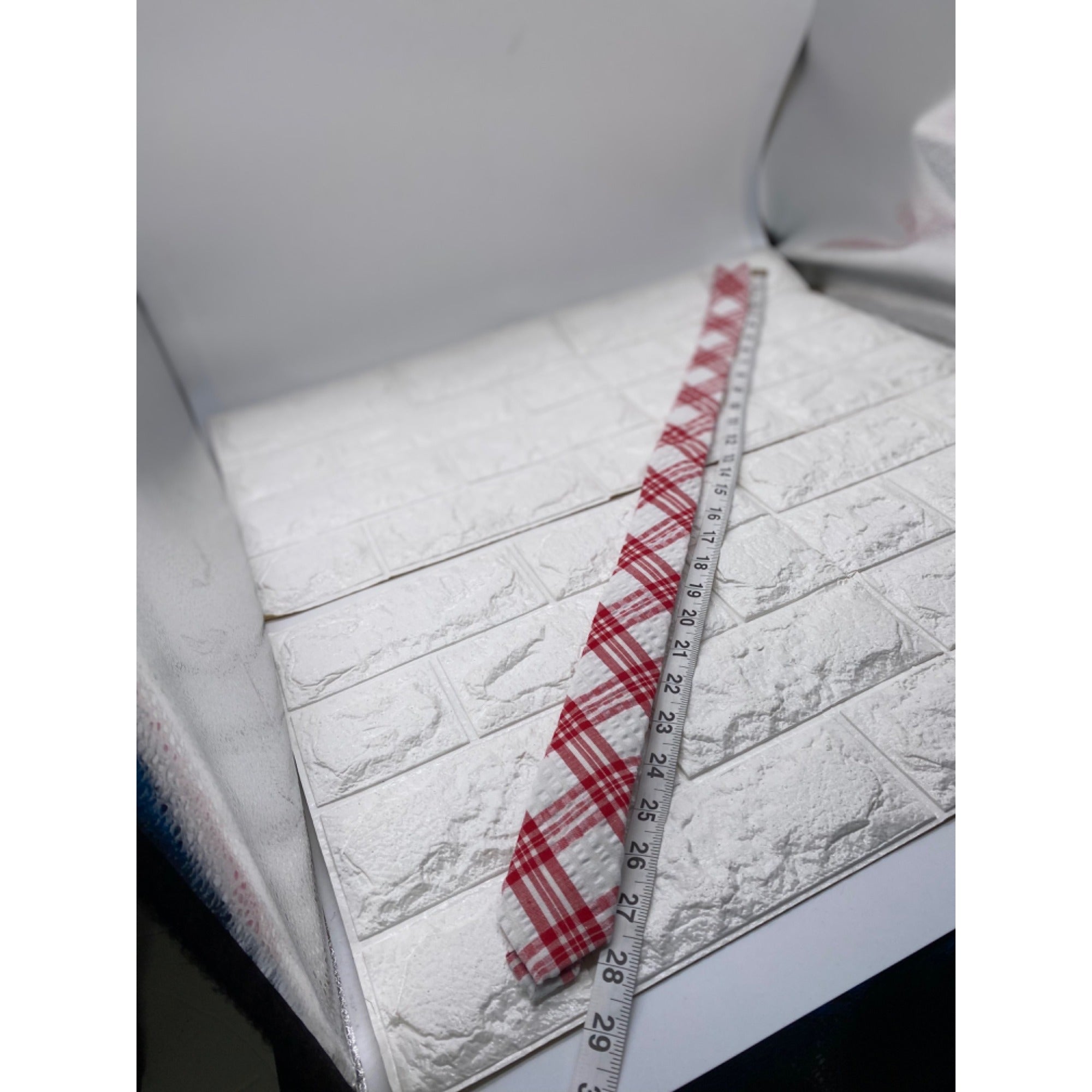 Skinny Tie Madness Men's Plaid Tie Red & White Cotton SKM2117