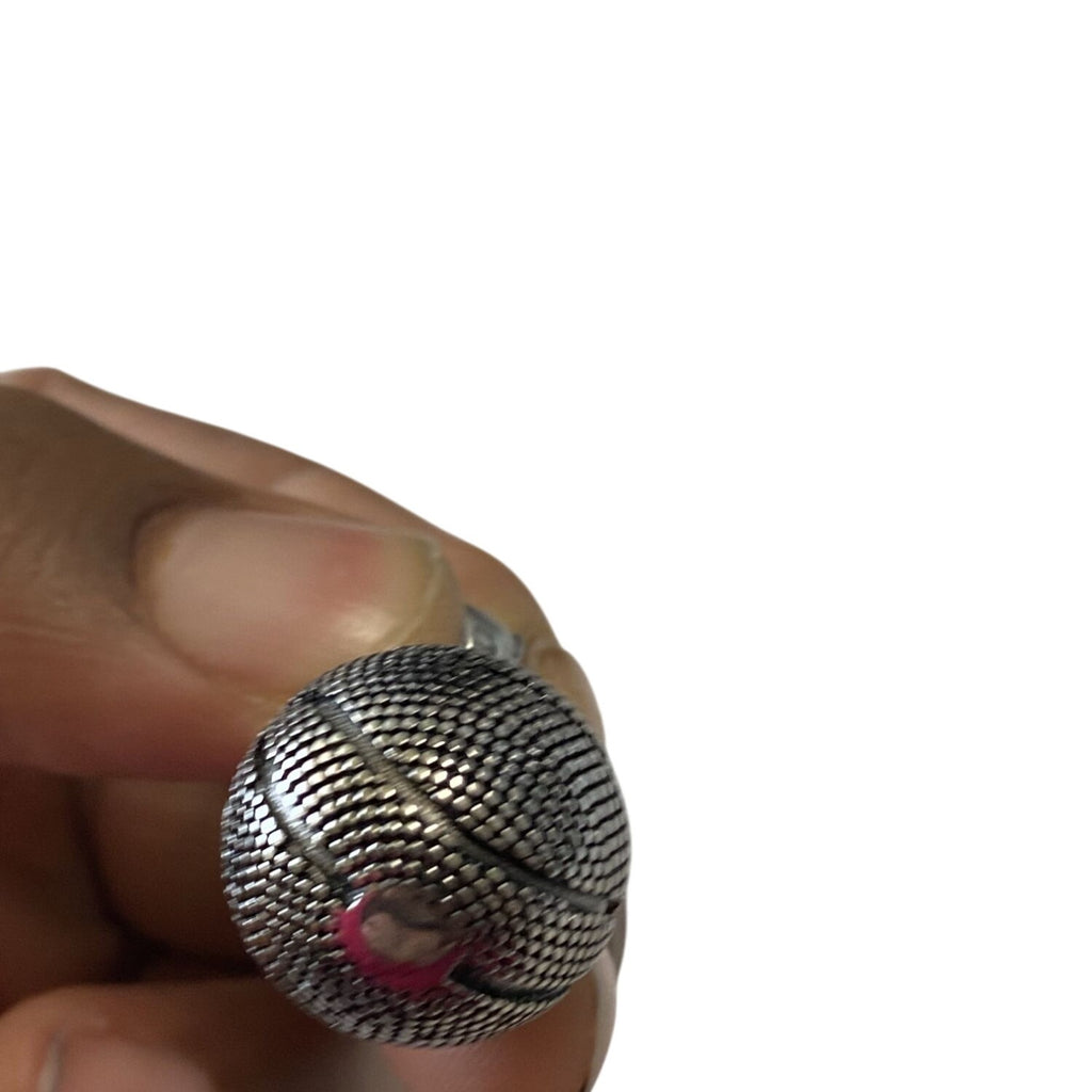 Classic Basketball Pendant Steel Tone 2.1cm Large Sports Design Metal Charm