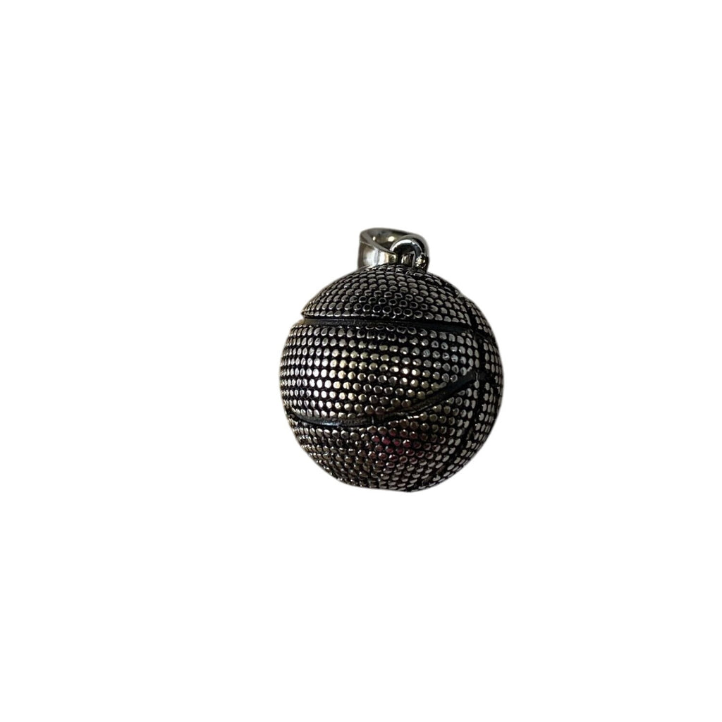 Classic Basketball Pendant Steel Tone 2.1cm Large Sports Design Metal Charm