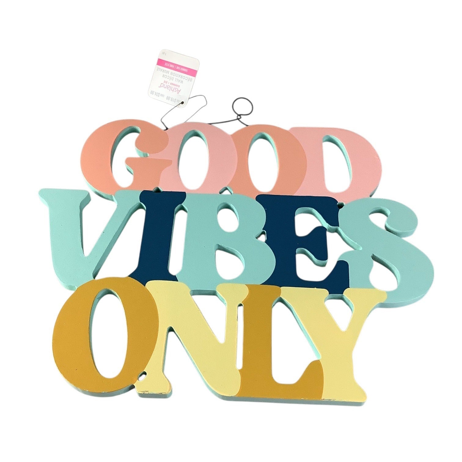 Good Vibes Only Wall Decor Hanging Sign Multicolor Wood Ashland Summer Fair
