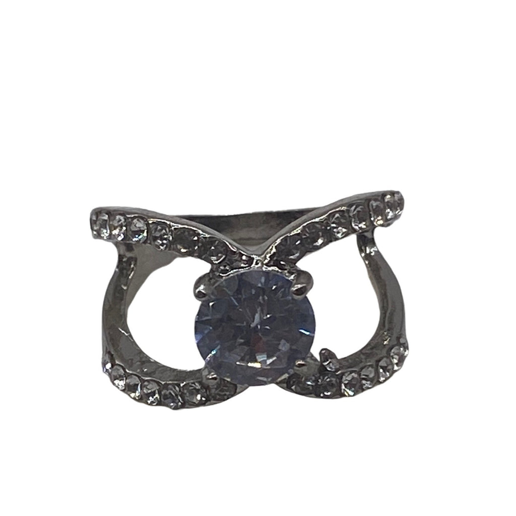 Silver Plated CZ Fashion Ring For Women Size 7 Elegant White Crystal Band