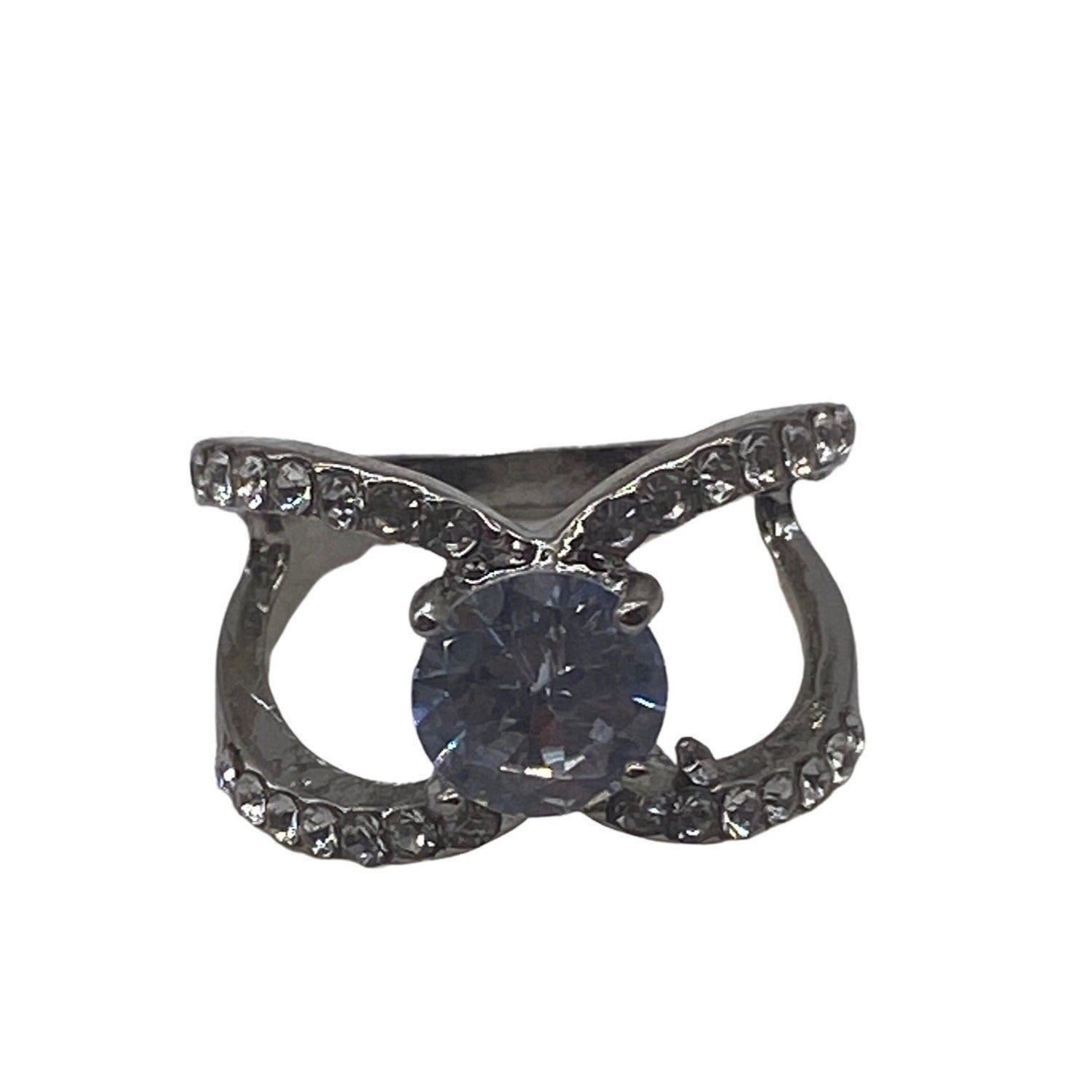 Silver Plated CZ Fashion Ring For Women Size 7 Elegant White Crystal Band