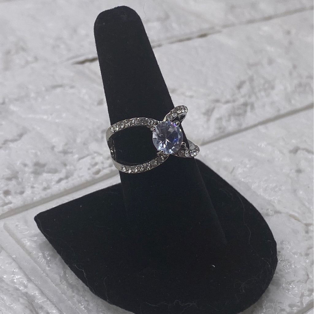 Silver Plated CZ Fashion Ring For Women Size 7 Elegant White Crystal Band