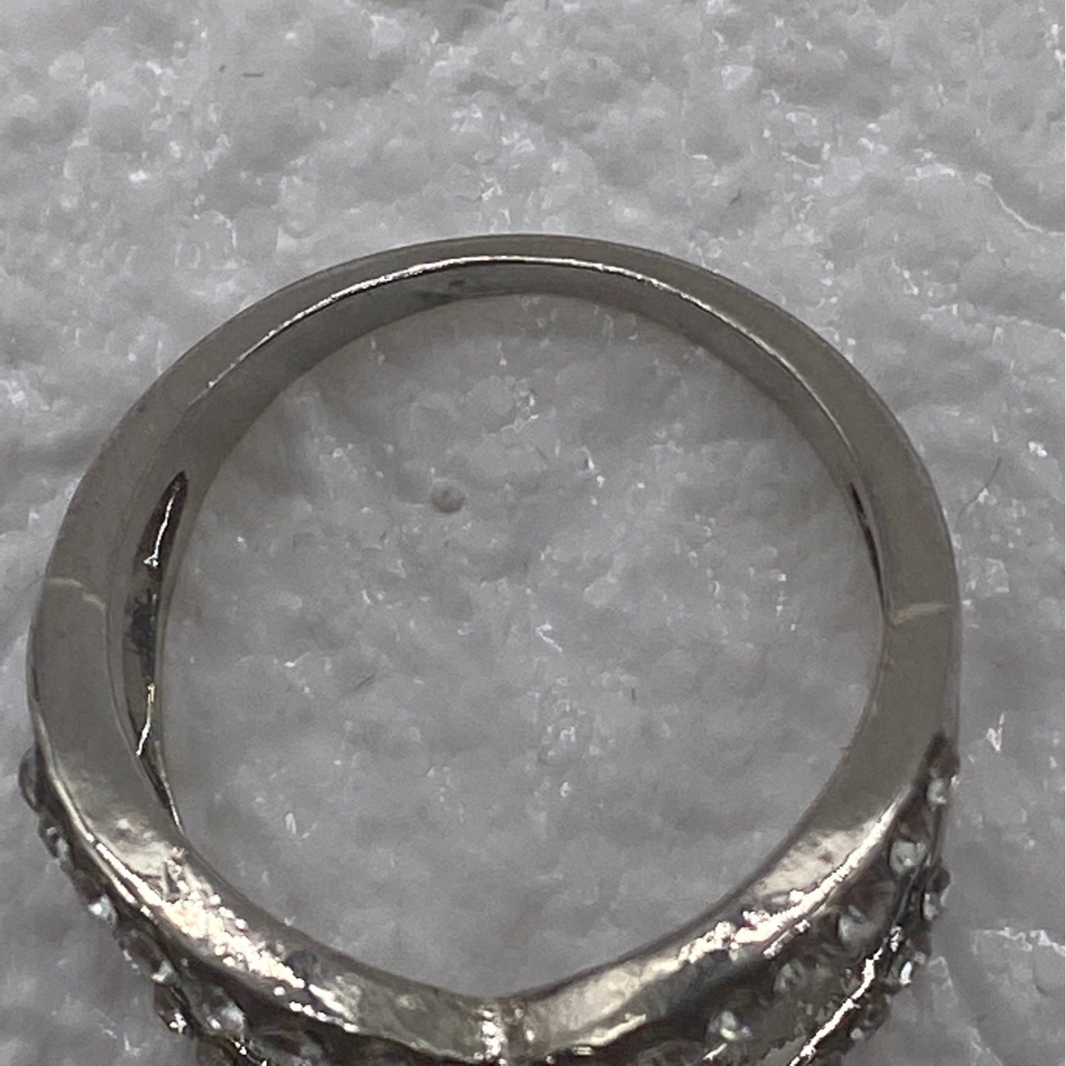 Silver Plated CZ Fashion Ring For Women Size 7 Elegant White Crystal Band