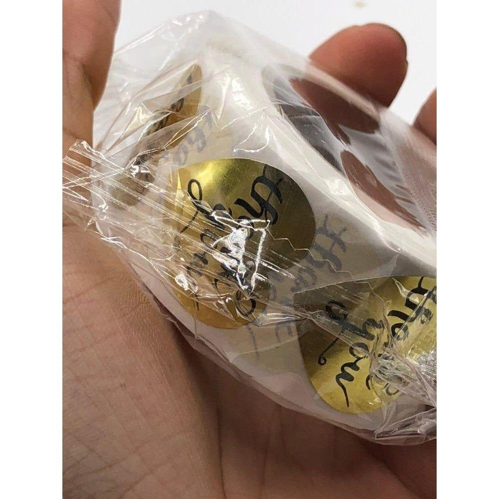 Gold Heart Thank You Stickers Roll 500pcs 1 Inch Adhesive Labels