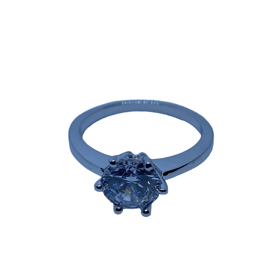 18k White Gold Plated CZ Womens 2.35ct Round Solitaire Engagement Ring Size 5