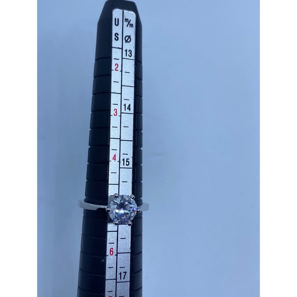 18k White Gold Plated CZ Womens 2.35ct Round Solitaire Engagement Ring Size 5