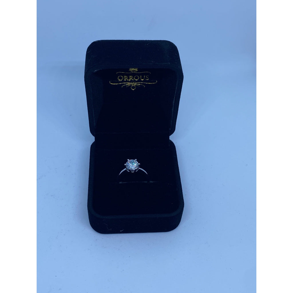 18k White Gold Plated CZ Womens 2.35ct Round Solitaire Engagement Ring Size 5