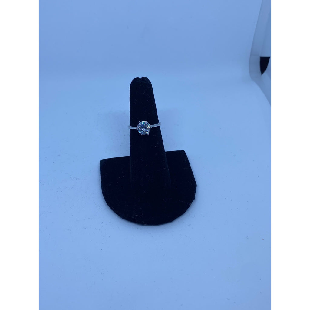 18k White Gold Plated CZ Womens 2.35ct Round Solitaire Engagement Ring Size 5