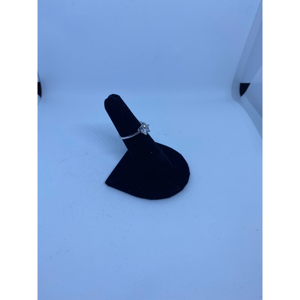 18k White Gold Plated CZ Womens 2.35ct Round Solitaire Engagement Ring Size 5