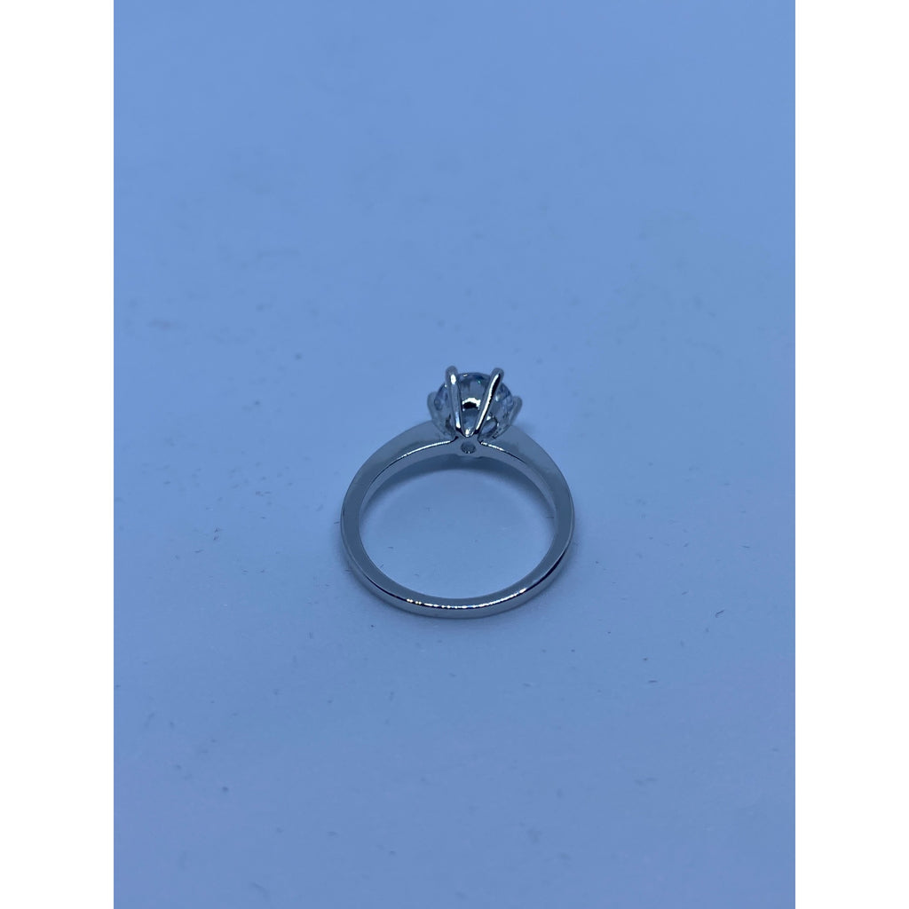 18k White Gold Plated CZ Womens 2.35ct Round Solitaire Engagement Ring Size 5