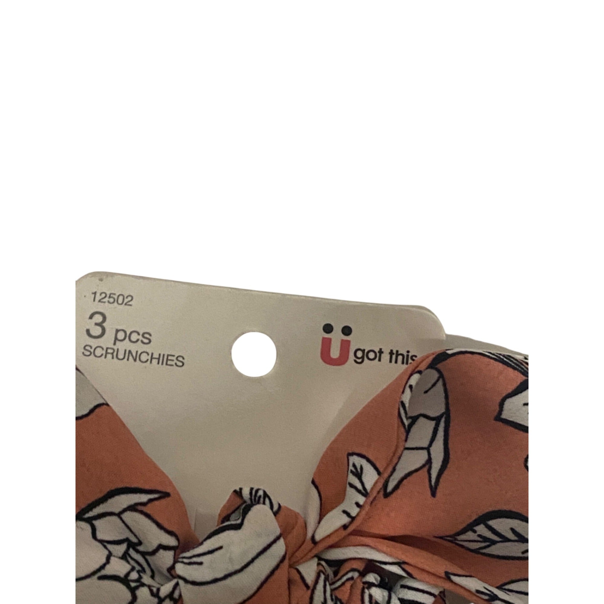 Scunci 3-Piece Scrunchies Ponytail Holder Set With Floral & Solid Patterns Multicolor