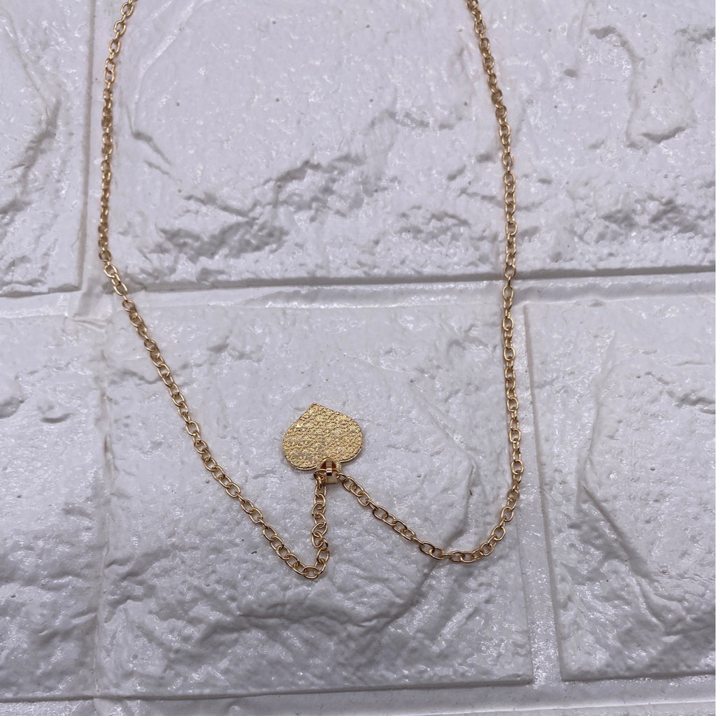 Love Heart Chain Necklace Red Gold Tone Women’s Jewelry Elegant