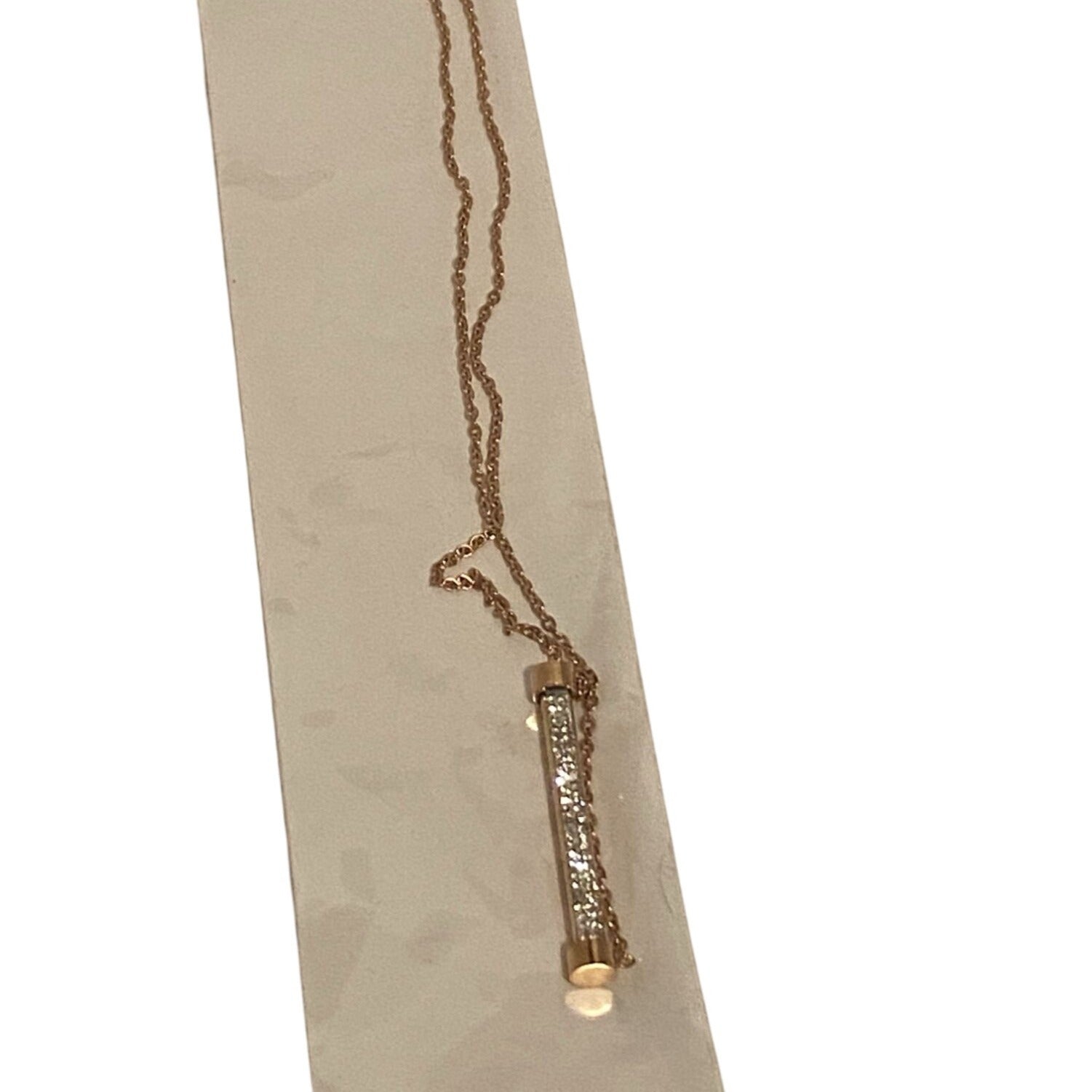 Rose Gold Fancy Zircon Bar Necklace Titanium Steel For Women
