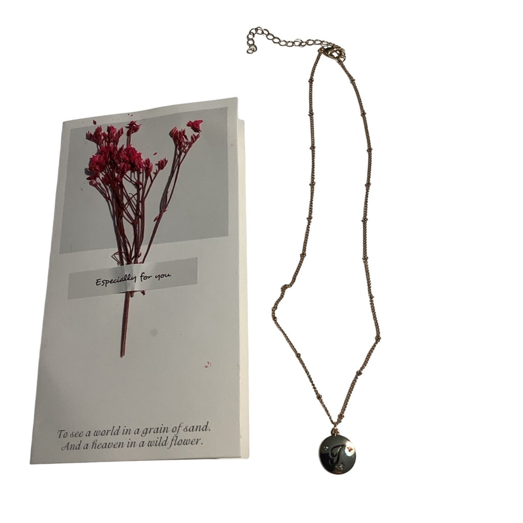 Concise Royal Disc "T" Initial Pendant Necklace Gold ToneLobster Clasp