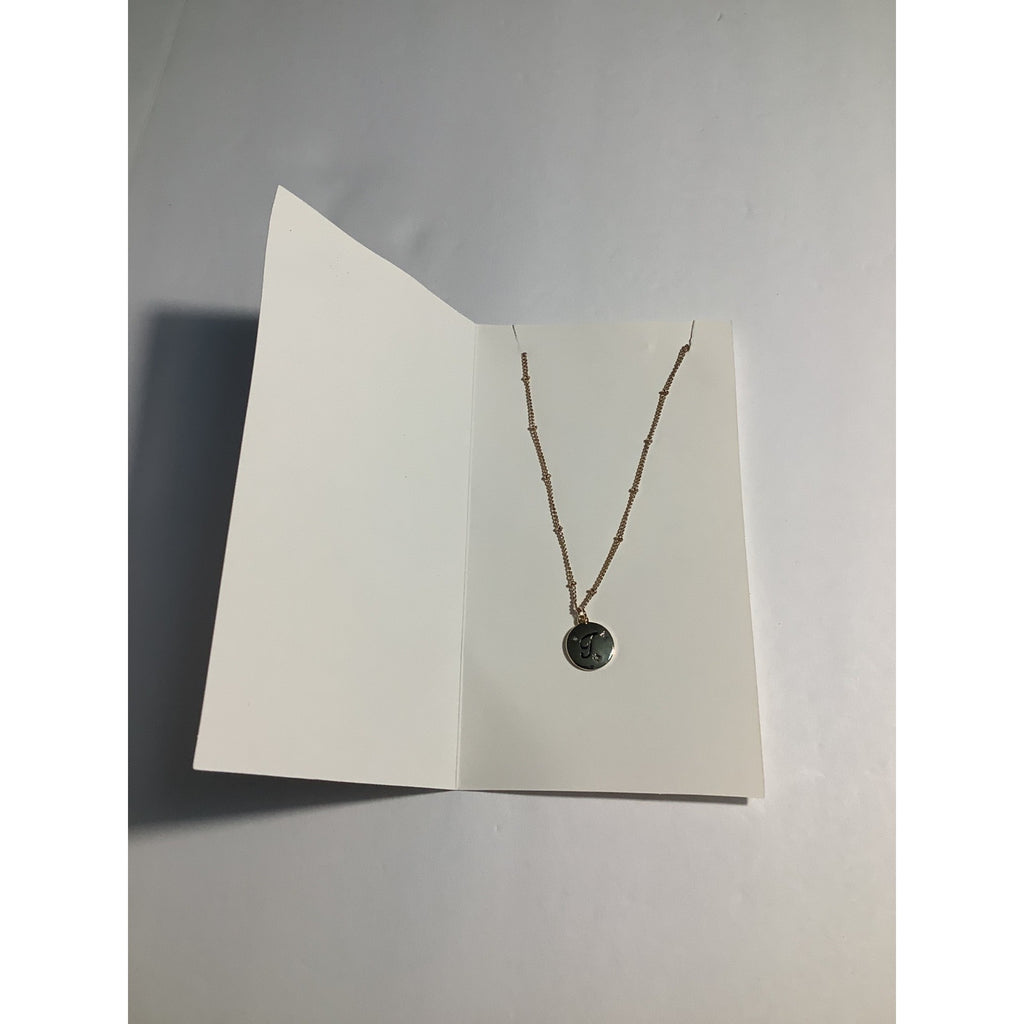 Concise Royal Disc "T" Initial Pendant Necklace Gold ToneLobster Clasp