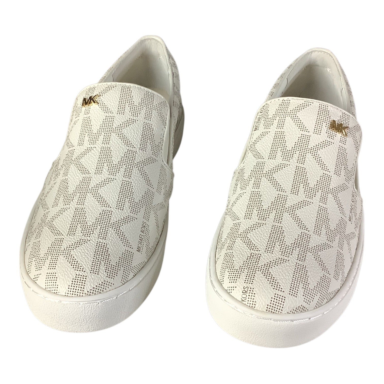 Michael Michael Kors Keaton Slip On Sneakers Womens Shoes Monogram MK Logo Vanilla 7 M