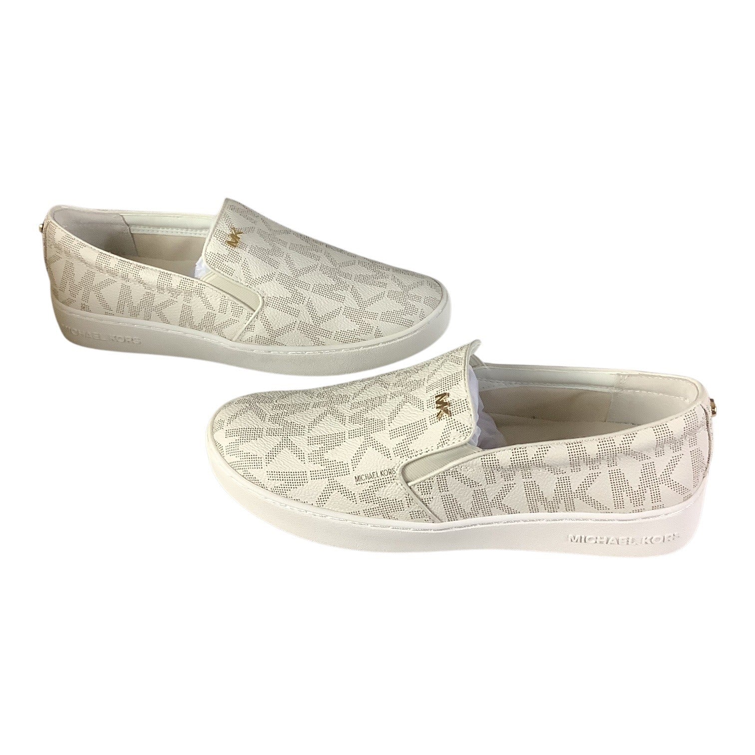 Michael Michael Kors Keaton Slip On Sneakers Womens Shoes Monogram MK Logo Vanilla 7 M