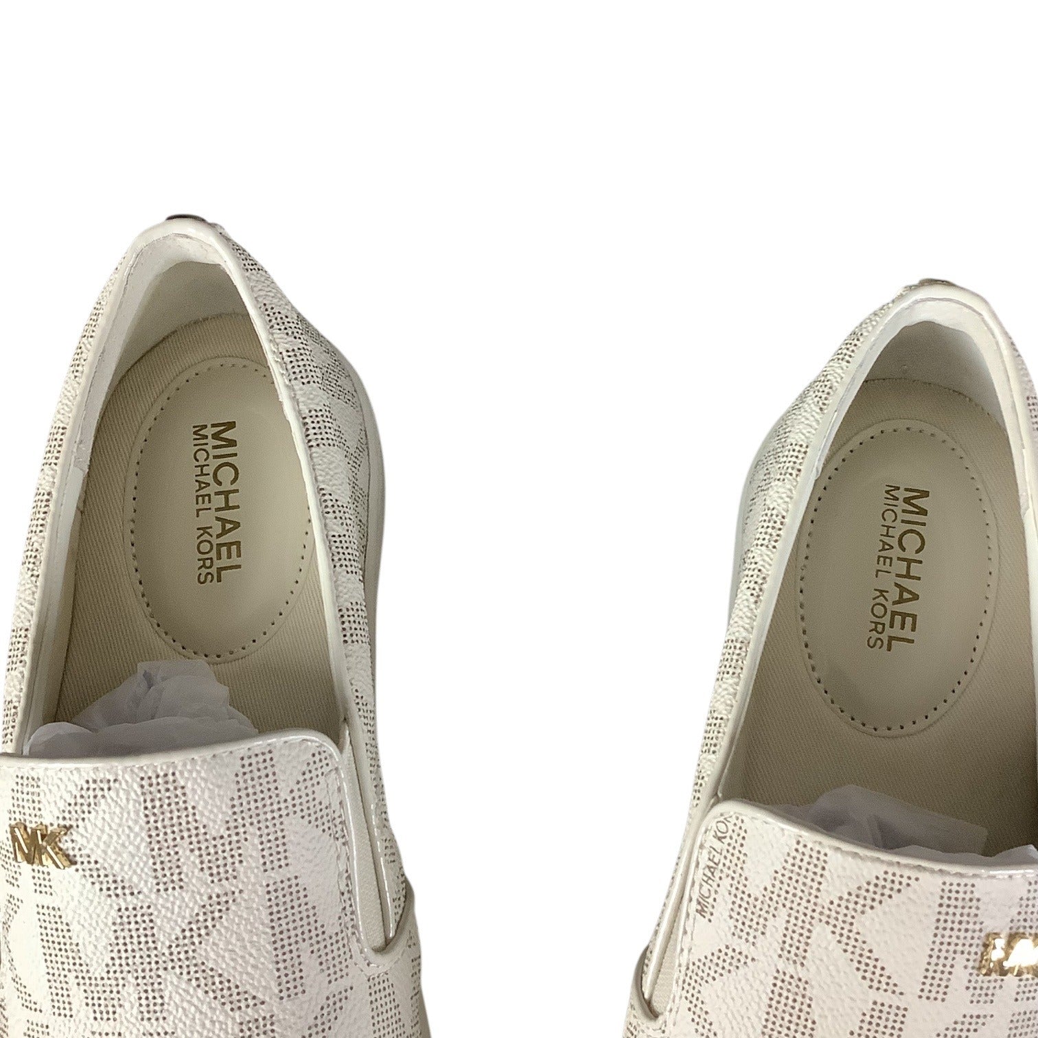 Michael Michael Kors Keaton Slip On Sneakers Womens Shoes Monogram MK Logo Vanilla 7 M