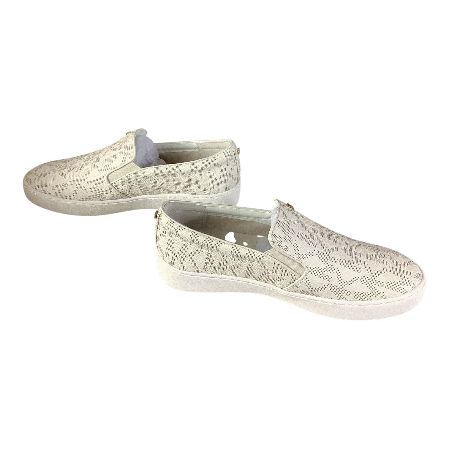 Michael Michael Kors Keaton Slip On Sneakers Womens Shoes Monogram MK Logo Vanilla 7 M
