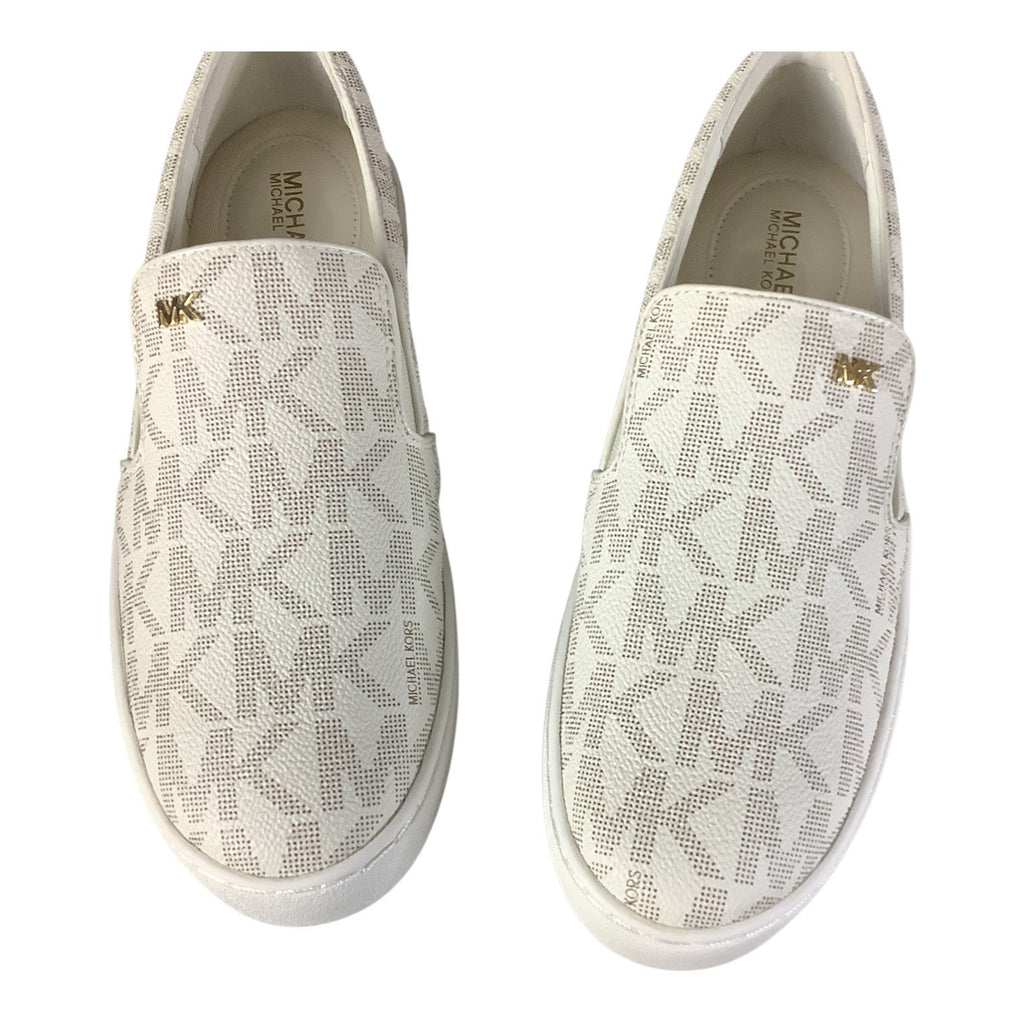Michael Michael Kors Keaton Slip On Sneakers Womens Shoes Monogram MK Logo Vanilla 7 M