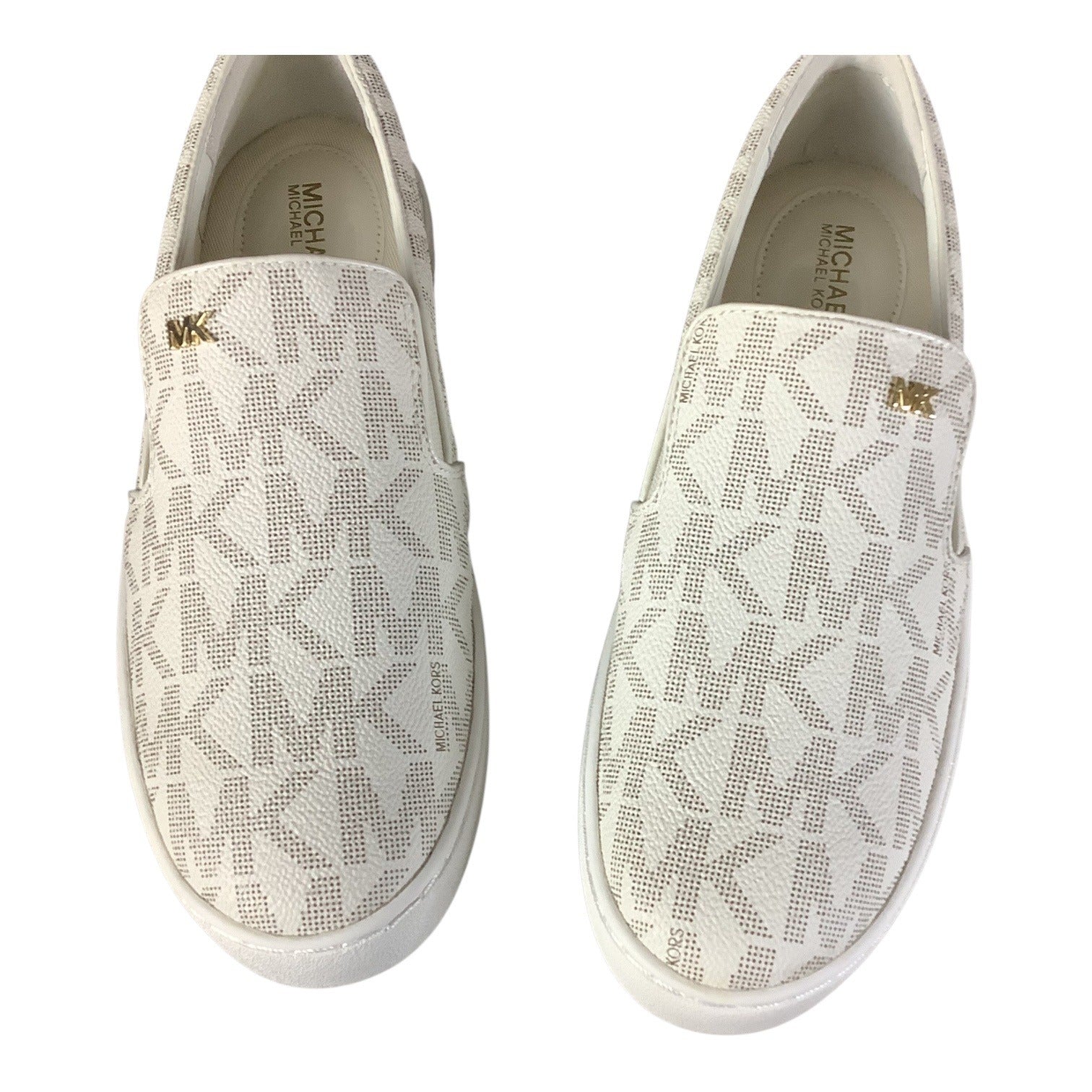 Michael Michael Kors Keaton Slip On Sneakers Womens Shoes Monogram MK Logo Vanilla 7 M