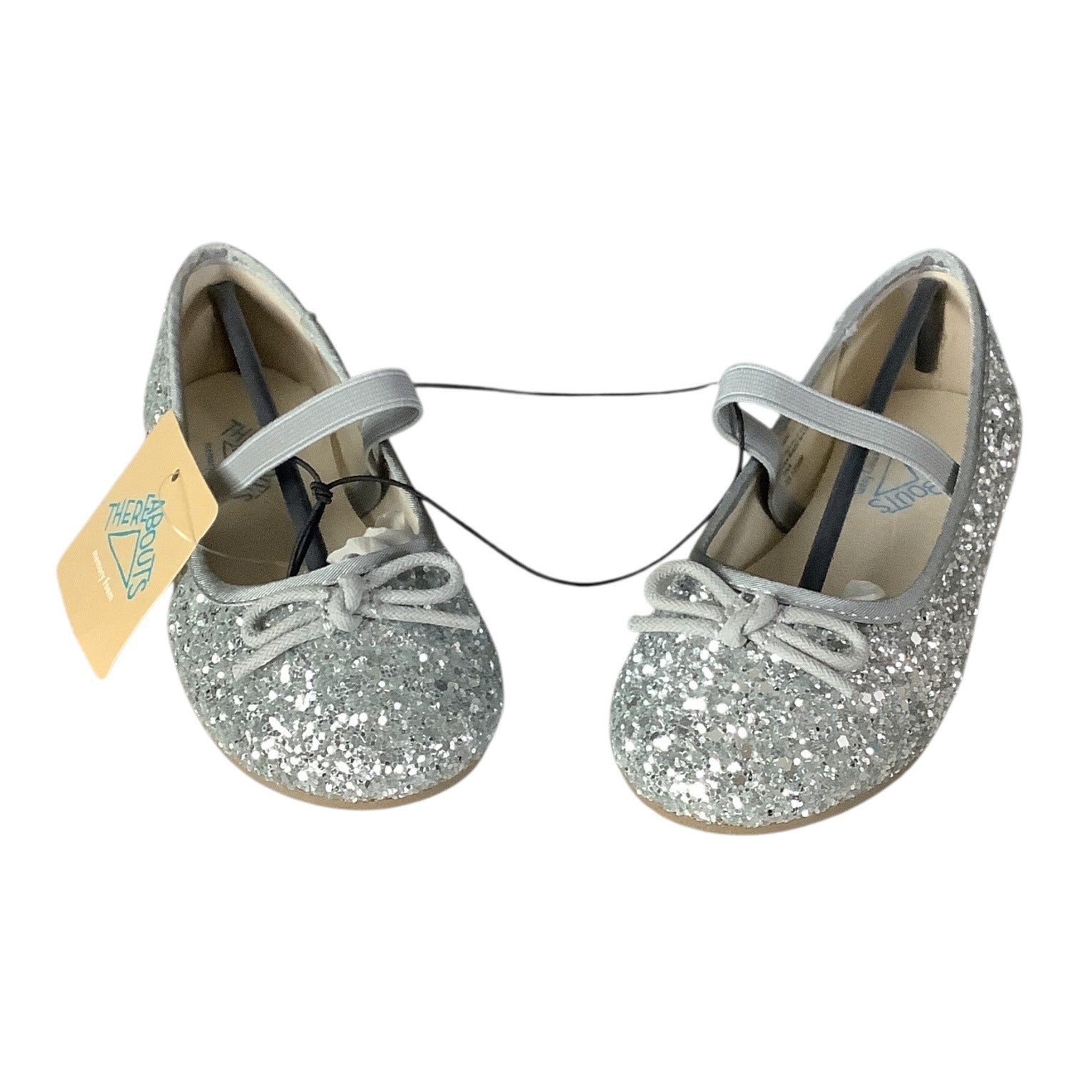 Thereabouts Lil Lexi Toddler Girls Silver Glitter Ballet Flats 2 Sizes Available